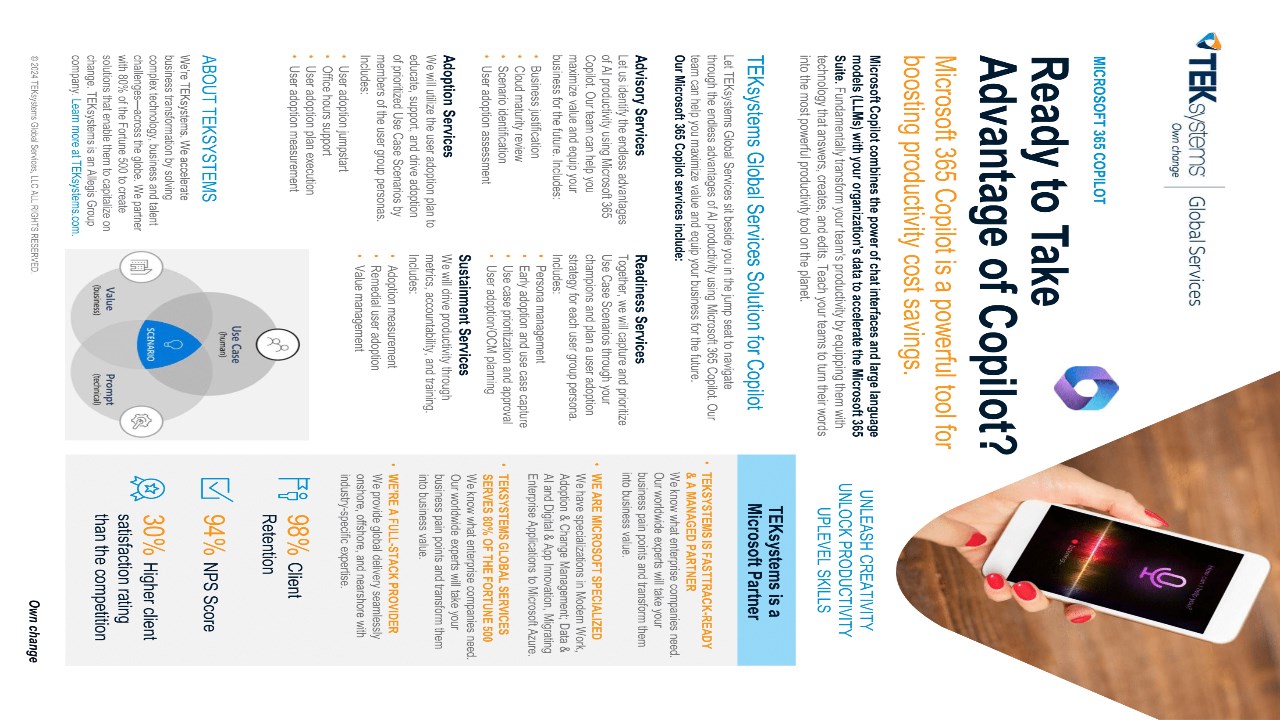 Snapshot 1 of TEKsystems Microsoft 365 Copilot Readiness and Adoption Services - 1 Week Proof of Concept