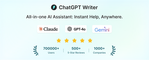 ChatGPT Writer: Use AI on Any Site marquee promo image