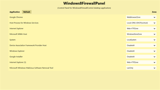Windows8FirewallPanel screenshot 1