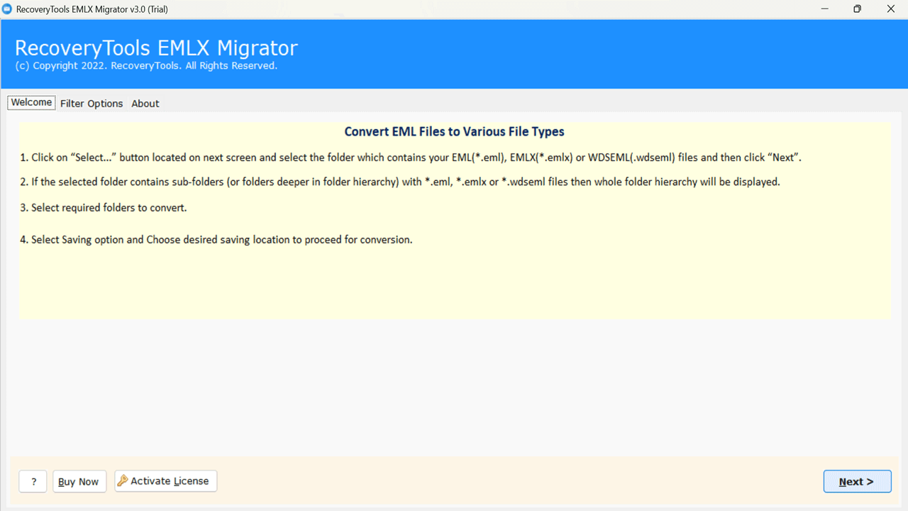 Snapshot 2 of RecoveryTools EML to PDF Converter Software