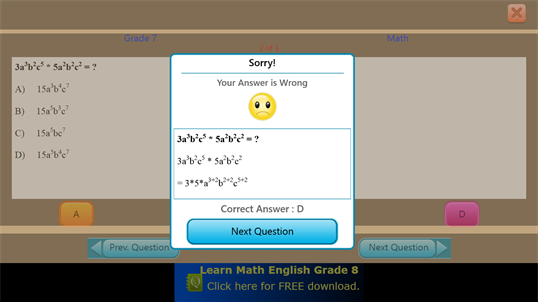 QVprep Lite Math English Grade 7 screenshot 5