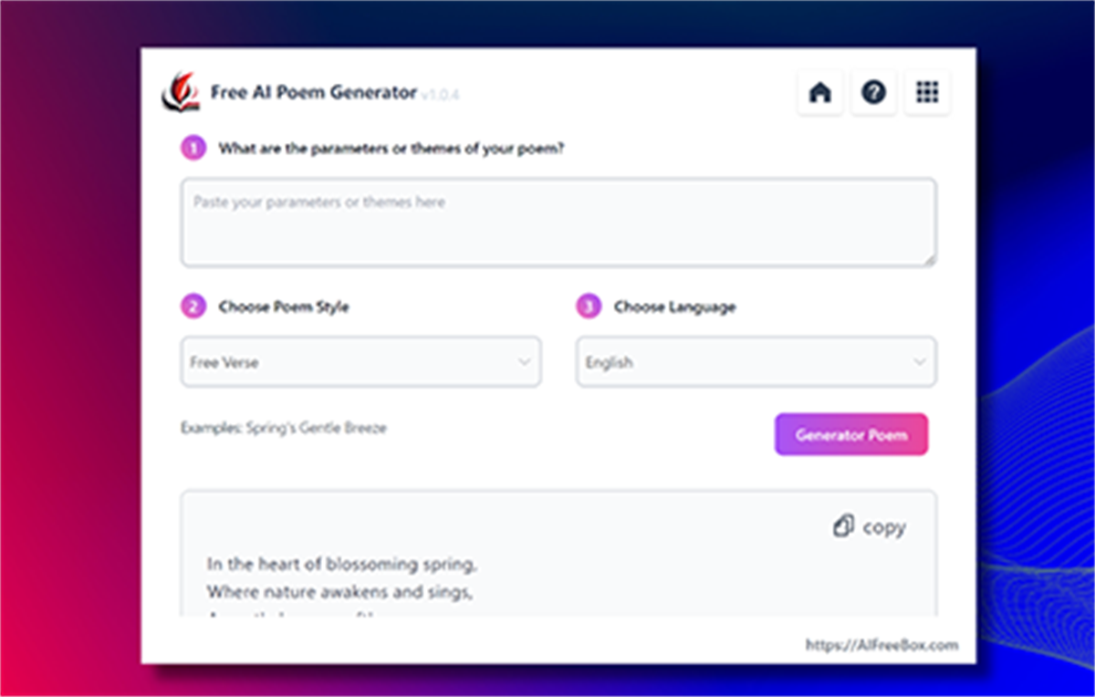 Free AI Poem Generator: AIFreeBox