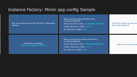 Mimic app.config Sample screenshot 1