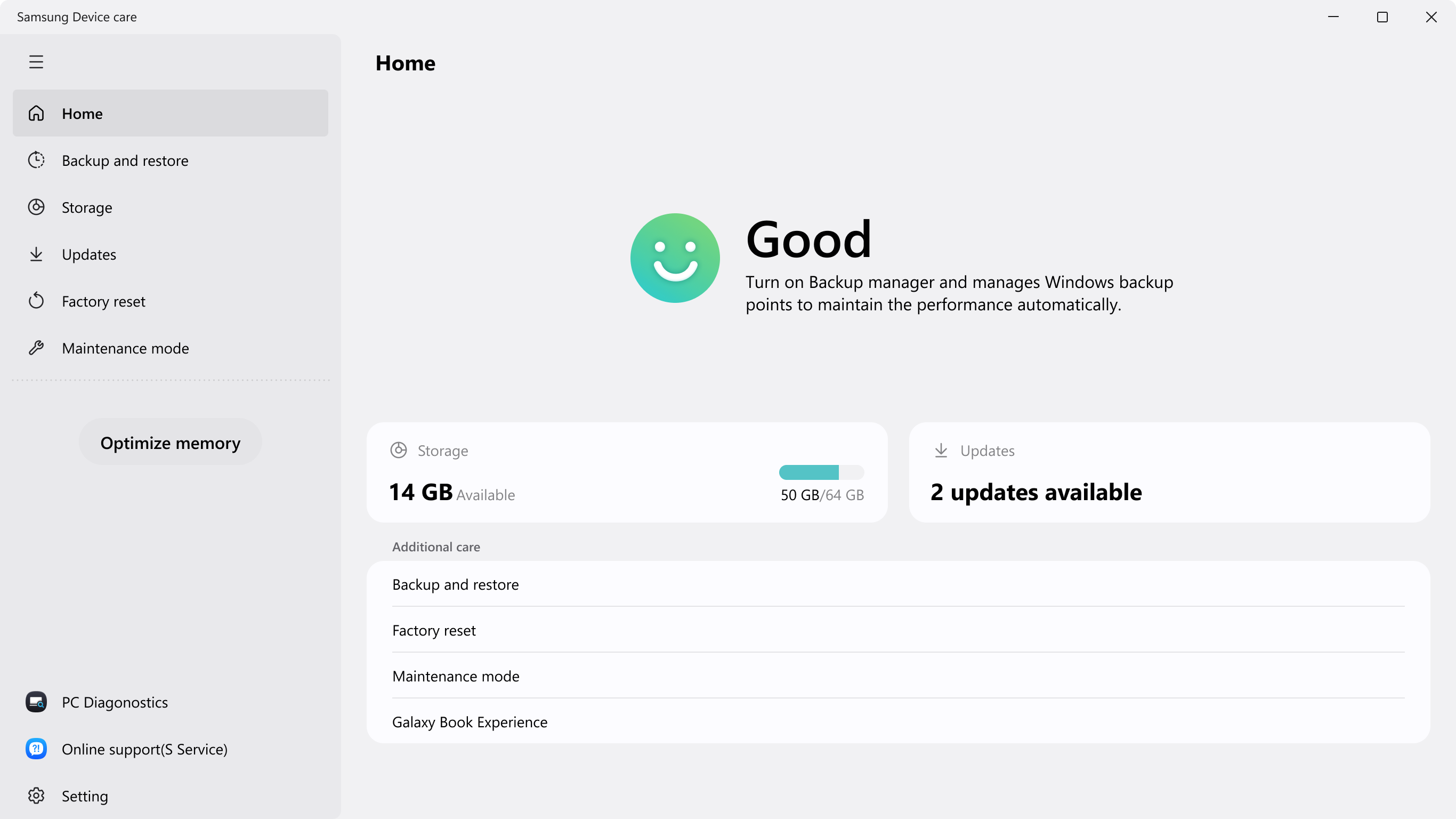 Samsung Device Care screenshot