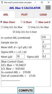 Calculator Xbar Control Chart screenshot 1