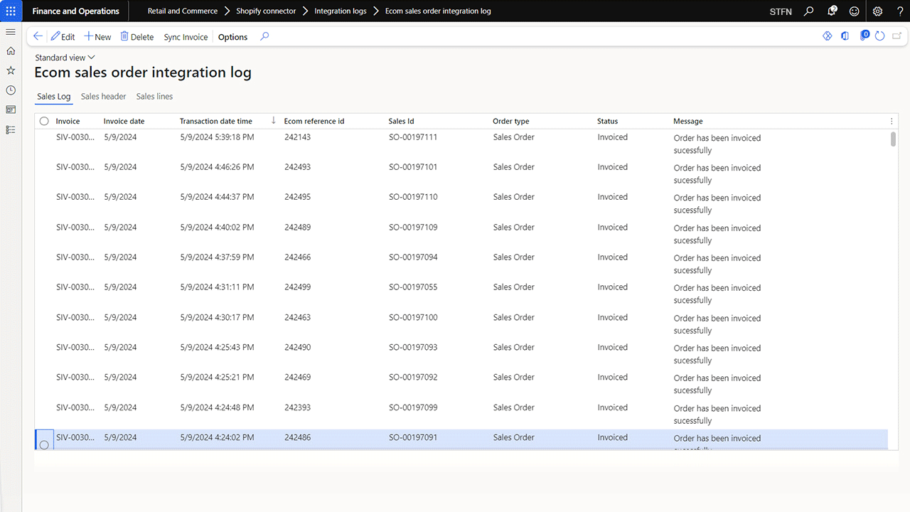 Snapshot 3 of Shopify and Dynamics 365 Integration
