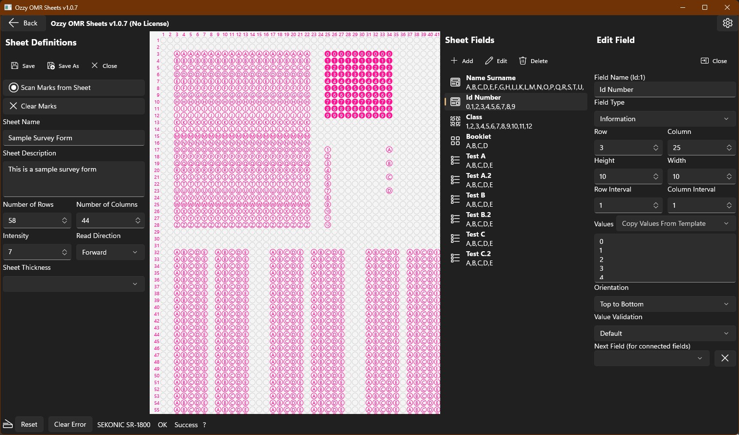 Ozzy OMR Sheets screenshot