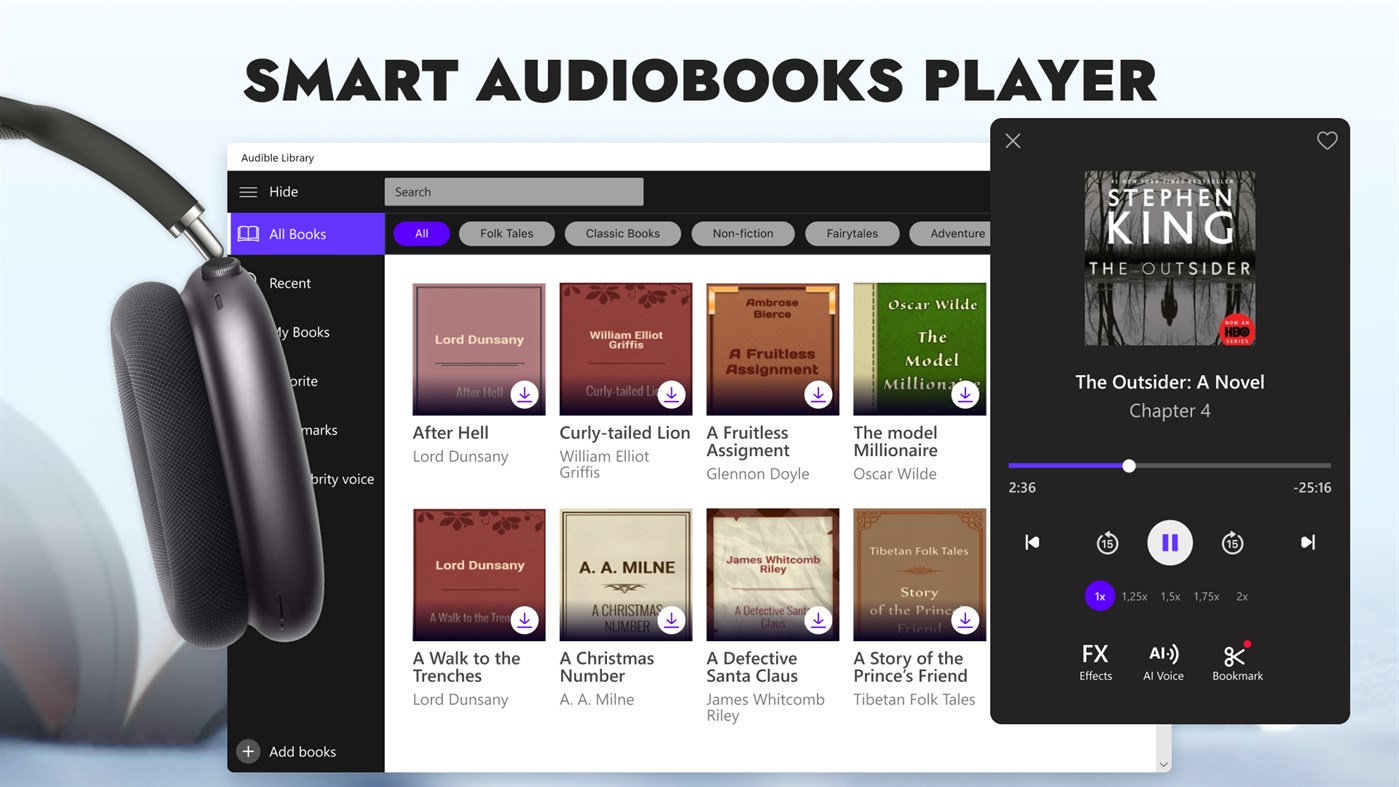#1. Audio Books Library - Bookmate & Epub Reader (Windows) بواسطة: EcoComputers