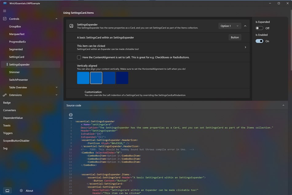 WinUIEssentials.UWPExample (Windows) di: HO-COOH