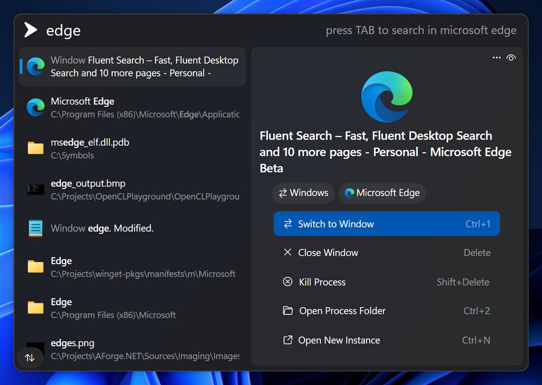 #2. Fluent Search (Windows) Podle: Blast Apps