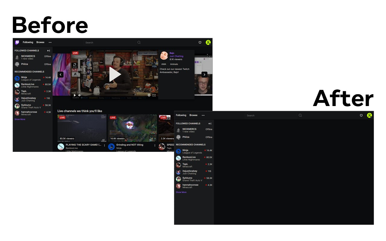 Remove Twitch Recommended Channels, Live Chat