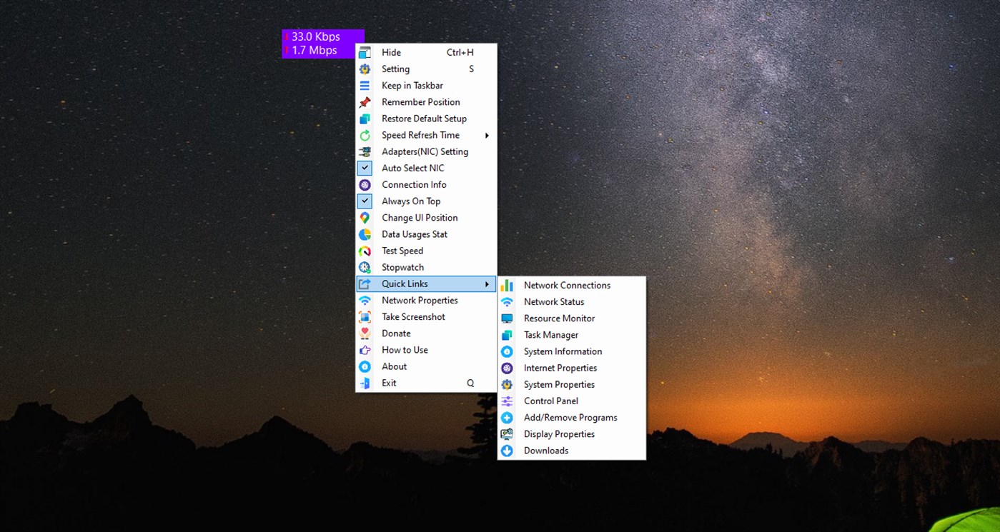 #2. Net Speed Meter (Windows) 由: Zero Byte Software Solutions, zerobytebd.com