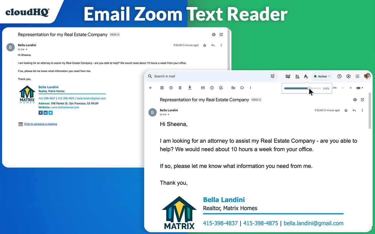 Email Zoom Text Reader by cloudHQ