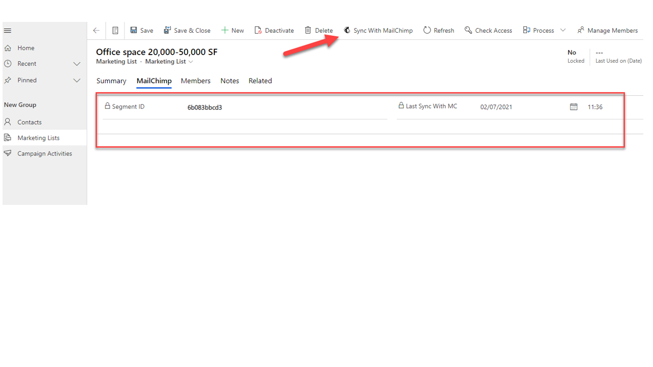 Snapshot 2 of Dynamica MailChimp Integration