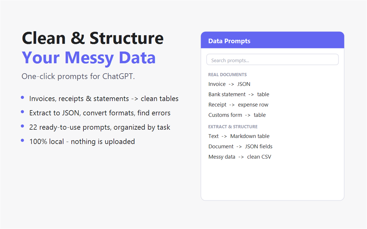 Data Prompts for ChatGPT