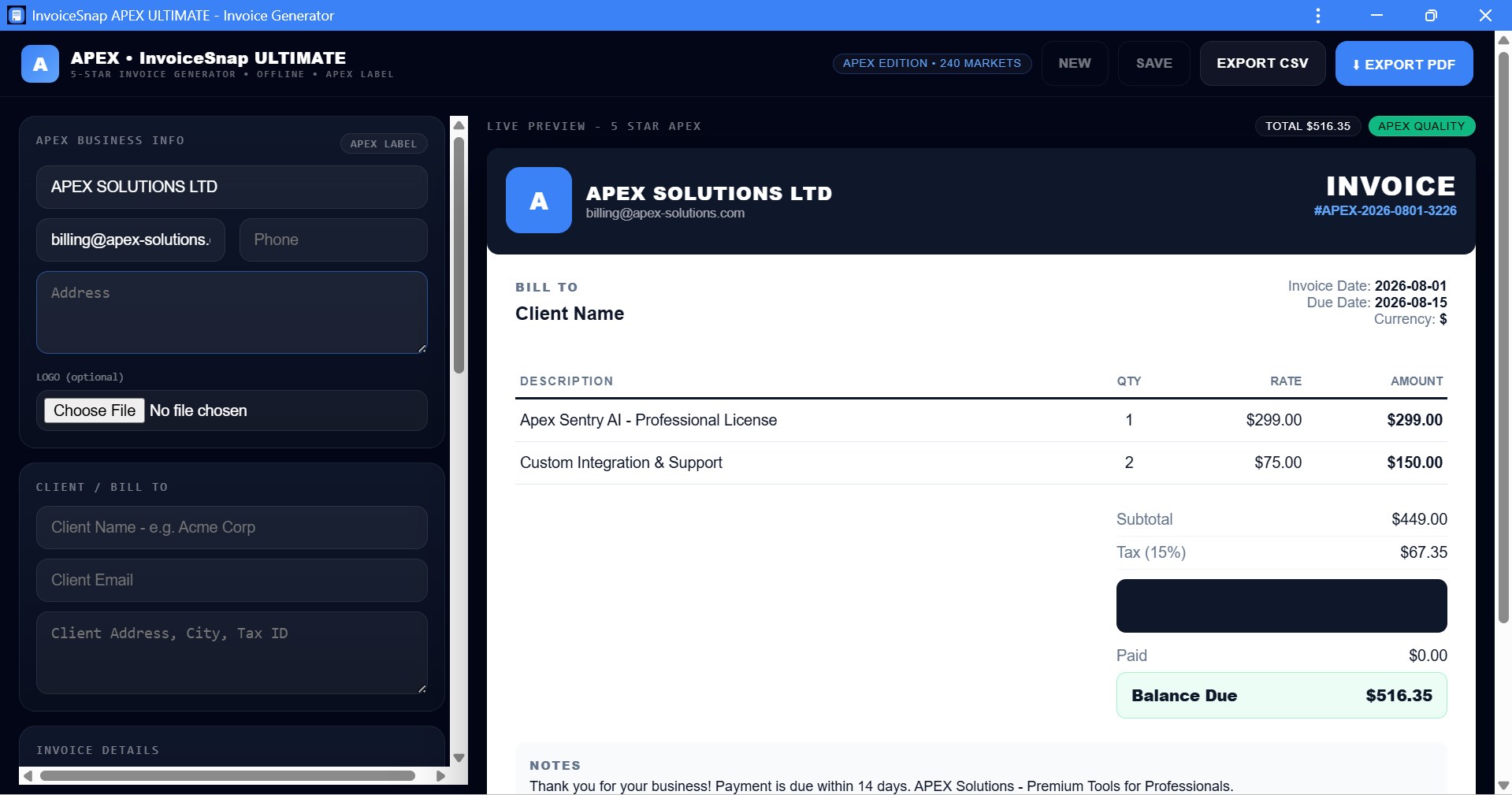 InvoiceSnap APEX ULTIMATE screenshot