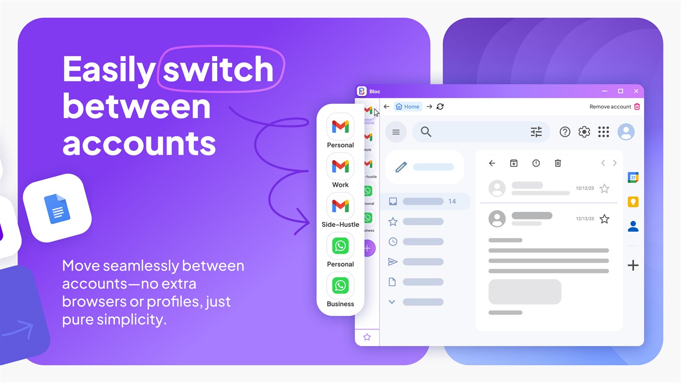 #3. Bloc - Organize Email, Social & Web Apps (Windows) بواسطة: Wuxxu
