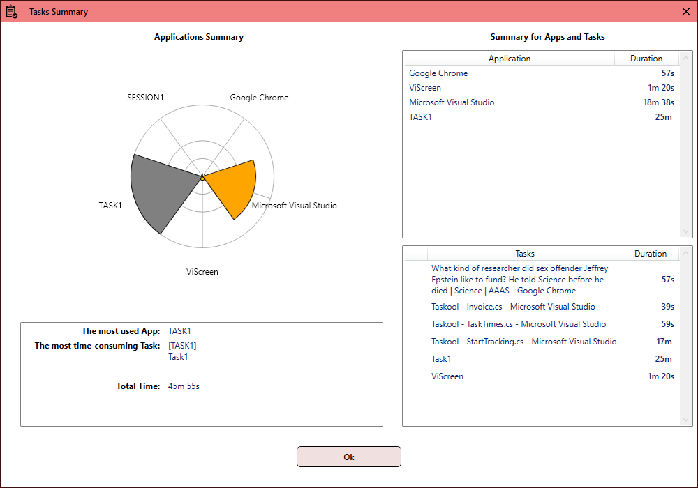 Taskool on Windows generating a client invoice from tracked hours, replacing the separate invoicing subscription most time trackers require alongside them.