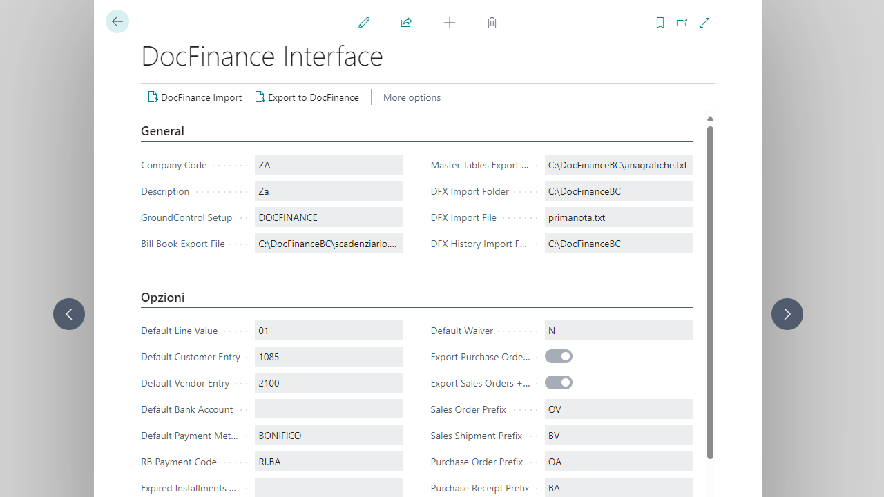 Snapshot 1 of DocFinance Interface