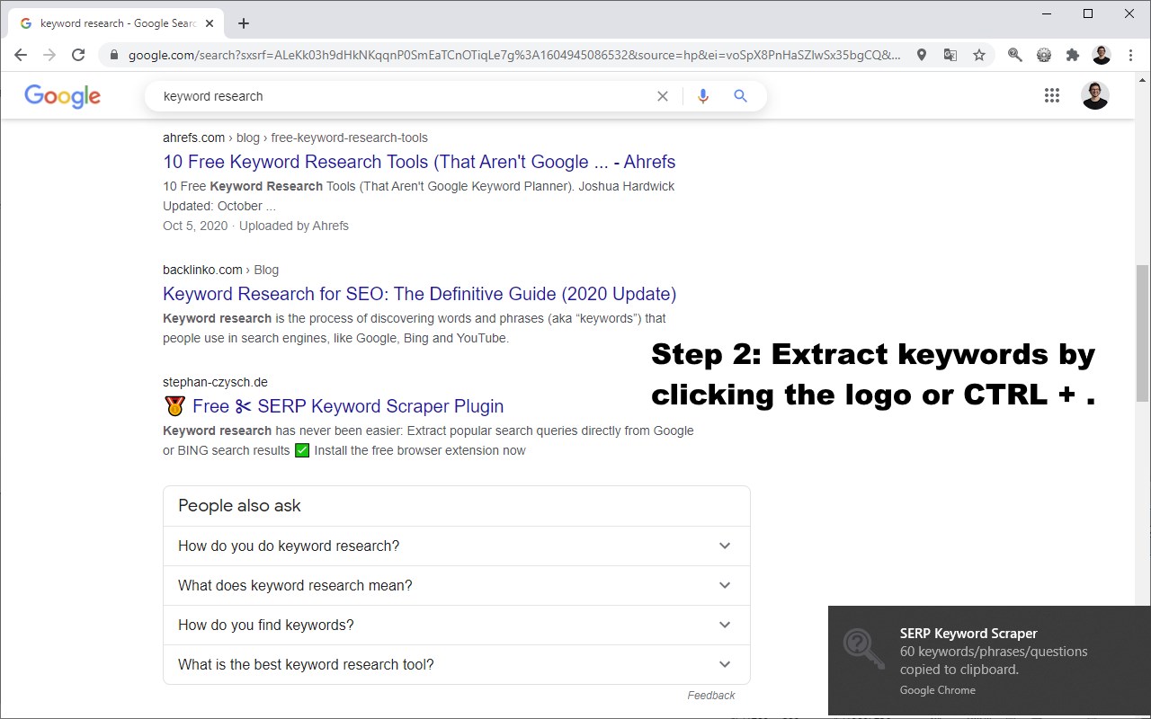 SERP Keyword Extractor by searchanalyzer.io