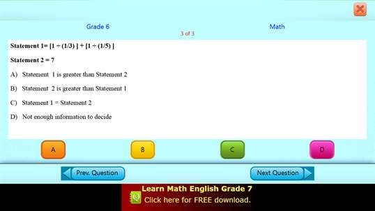 QVprep Lite Math English Grade 6 screenshot 6