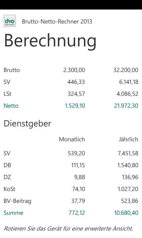 Brutto-Netto-Rechner 2013 for Windows 10 Mobile