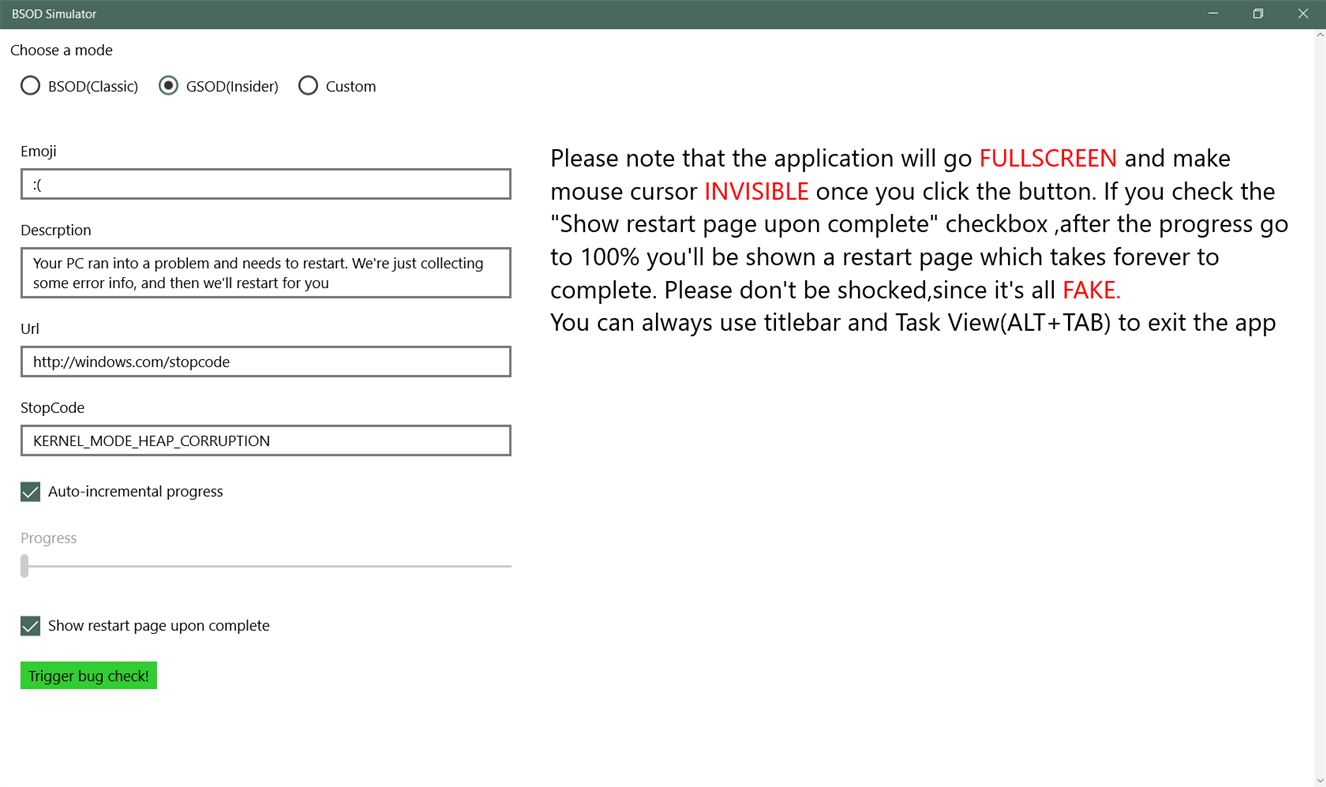 #1. BSOD Simulator (Windows) Bởi: 圣地亚戈国际农业集团