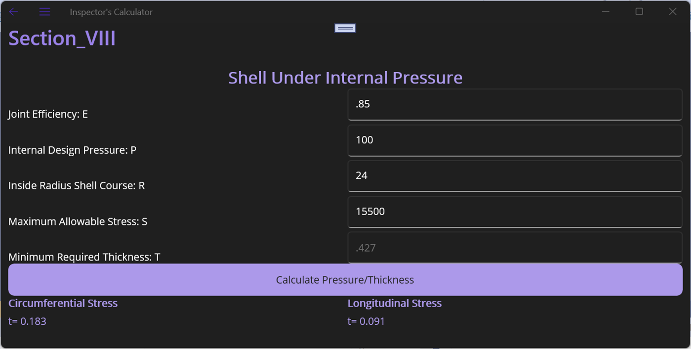#5. Inspector's Calculator (Windows) 由: 21 Degrees Latitude