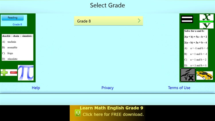 QVprep Lite Math English Grade 8 - PC - (Windows)