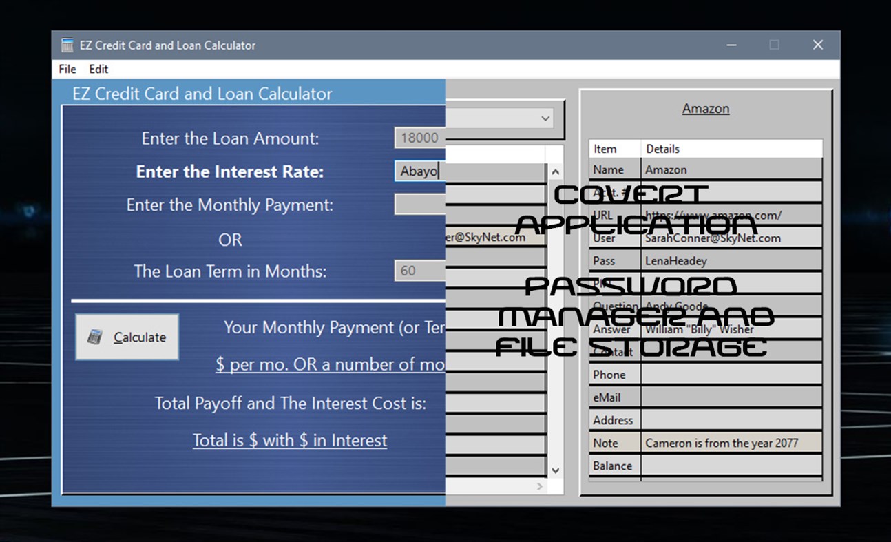#1. EZ Loan Calculator and Password Manager (Windows) 由: Brute Force Logic llc