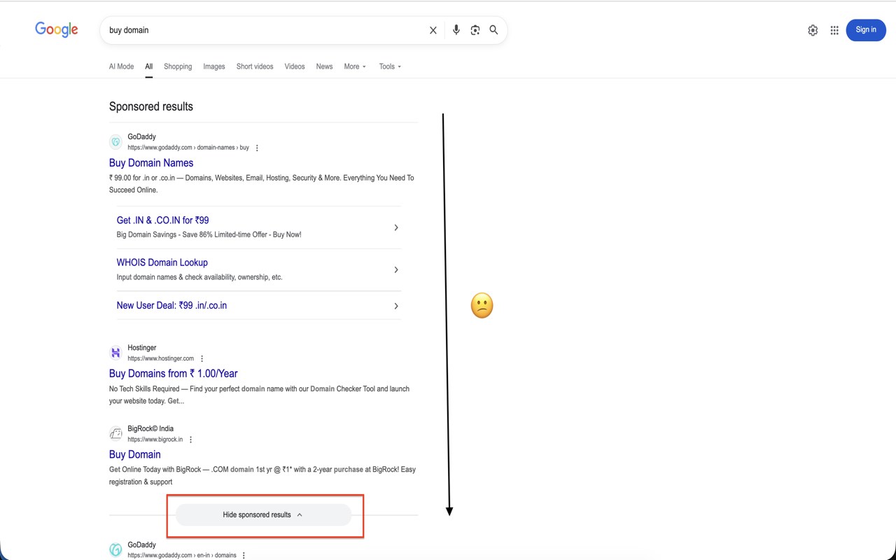 Google Search - Hide Sponsered