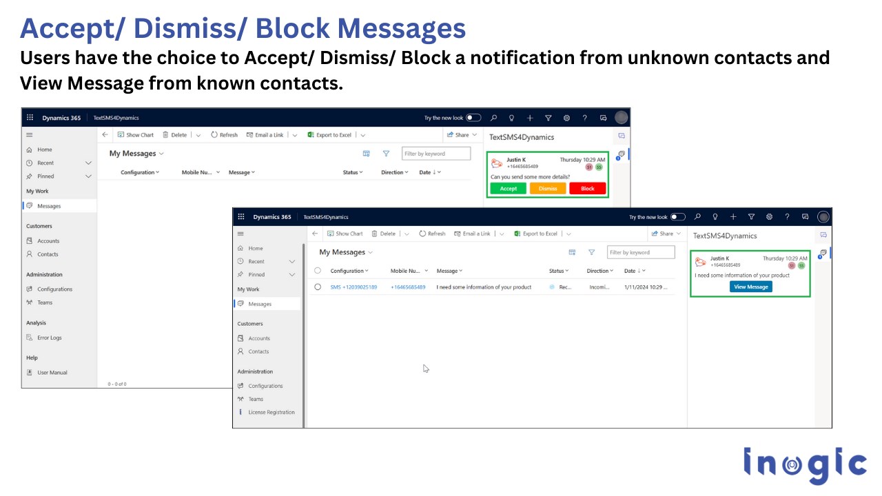 Snapshot 4 of Text, SMS, Instant Message, Chat + Dynamics 365 CRM - TextSMS4Dynamics