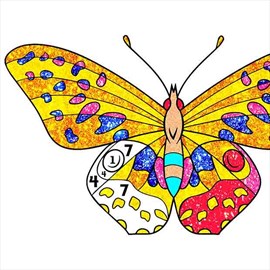 Butterfly Glitter Color by Number : Animals Coloring Book