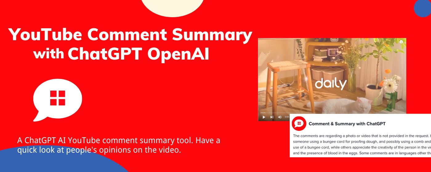 YouTube Comment Summary with ChatGPT OpenAI marquee promo image