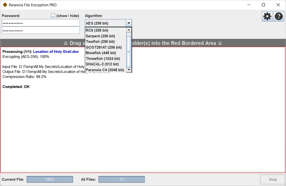 #1. Paranoia File Encryption & Text Encryption PRO (Windows) 作者: Paranoia Works