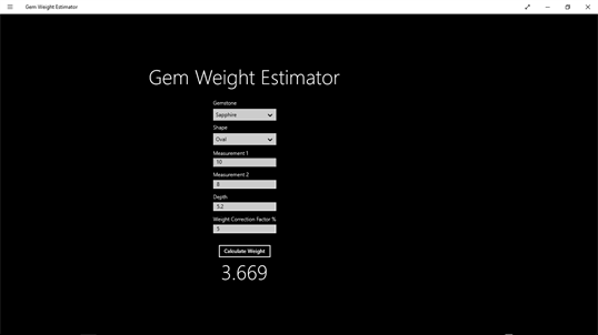 Gem Weight Estimator screenshot 2