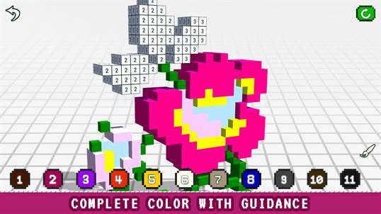 Flowers 3D Color by Number - Voxel Coloring Book screenshot 2