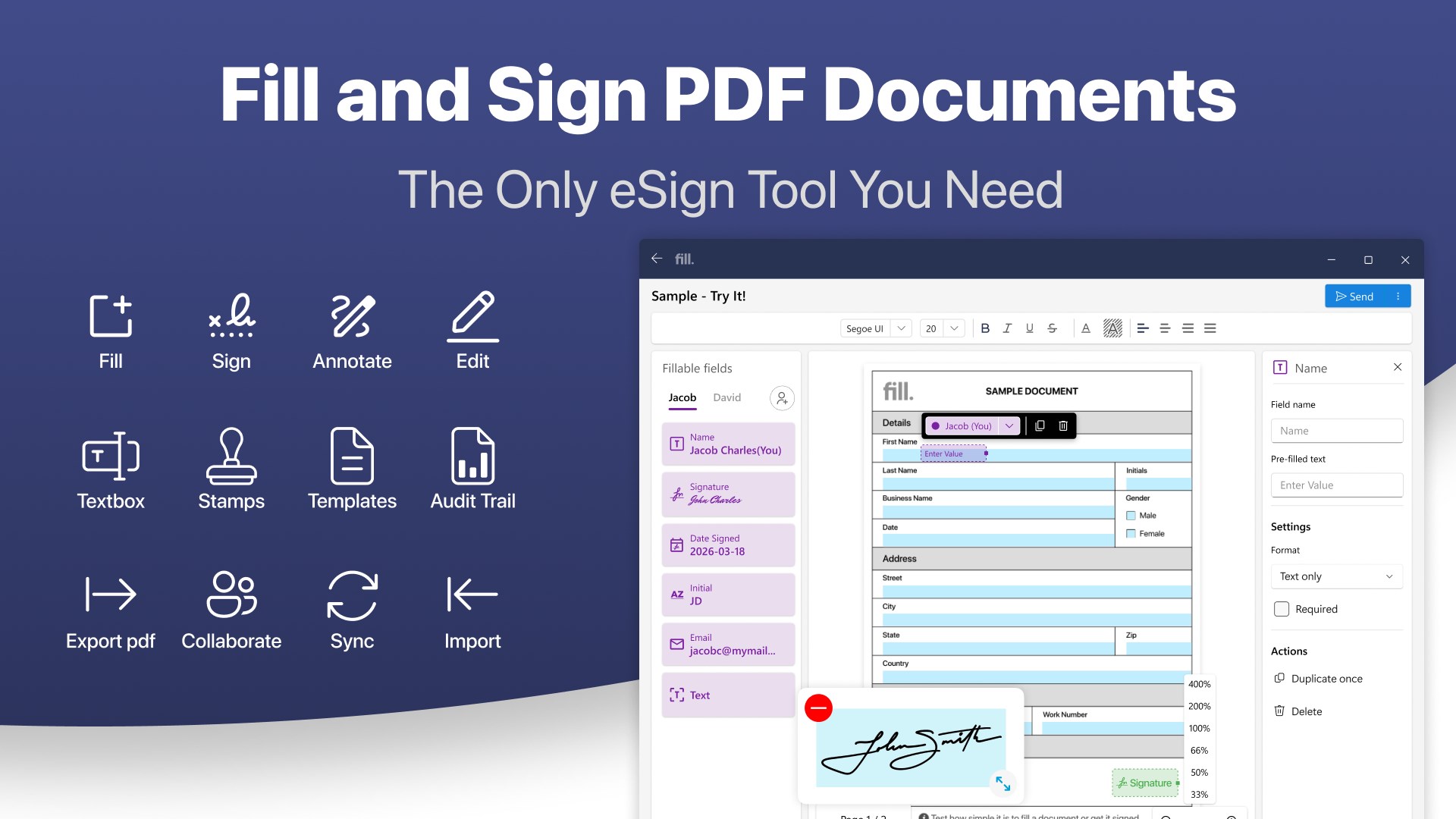 Fill, Sign & Edit PDF: e Signature screenshot