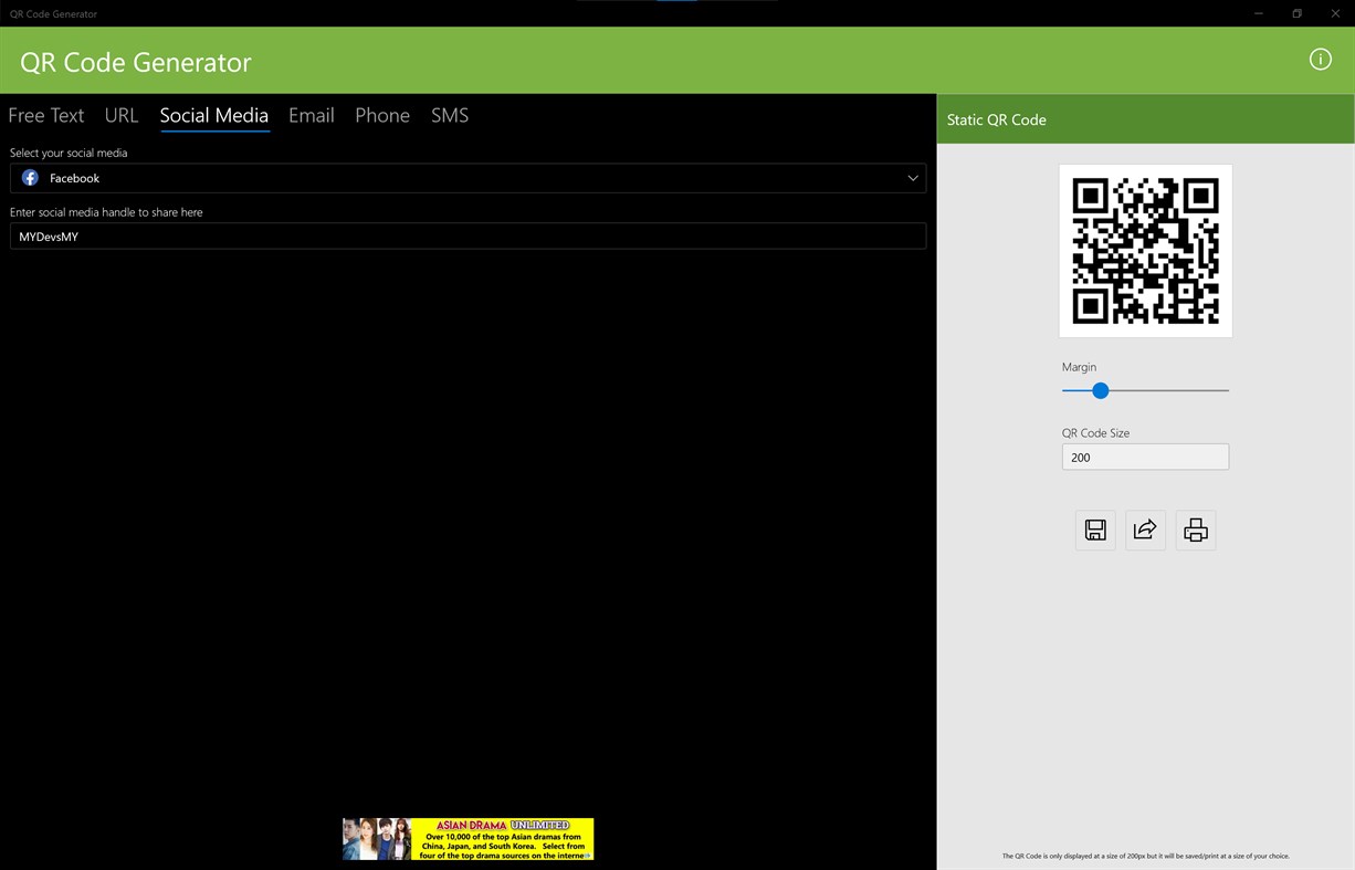 #3. QR Code Generator for Windows 10 (Windows) بواسطة: Snake Chia