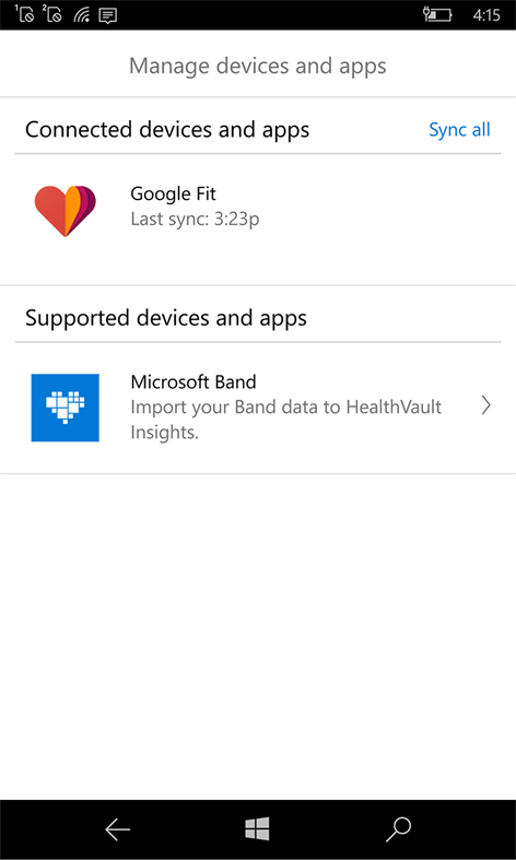 HealthVault Insights Screenshot