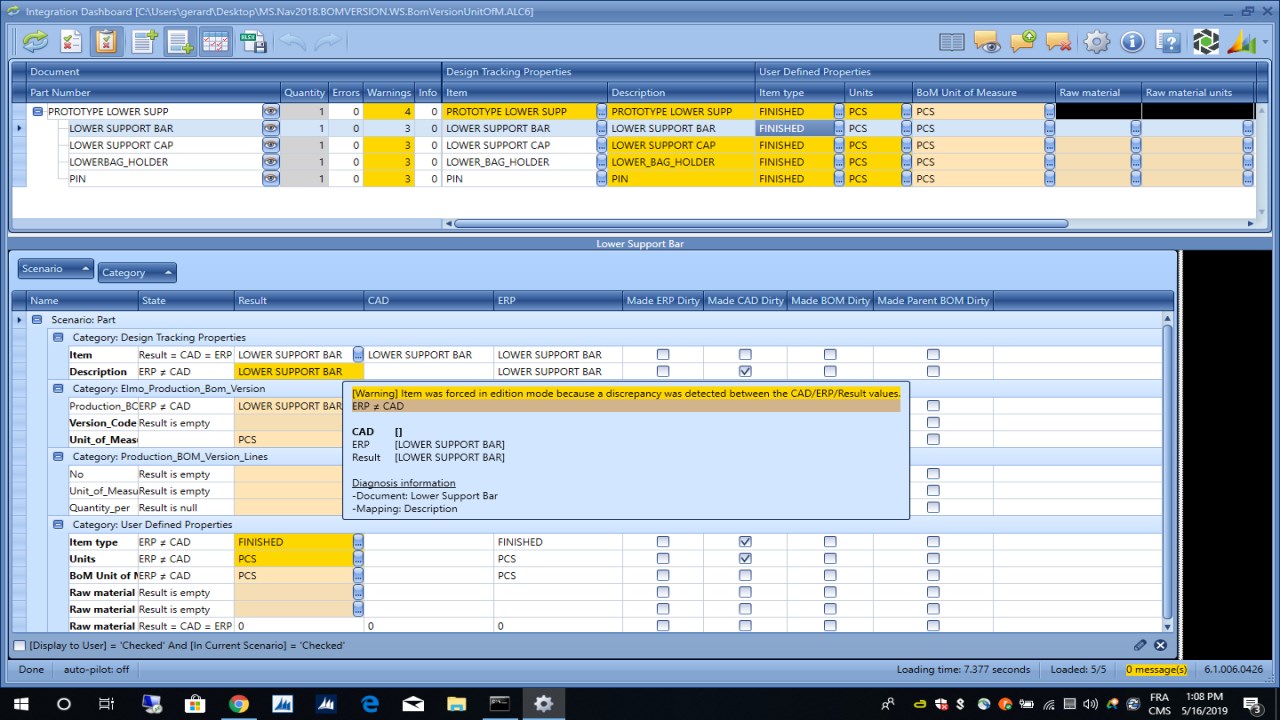 Snapshot 5 of ERP Link for Solidworks, Autodesk, Siemens, PTC, EPLAN