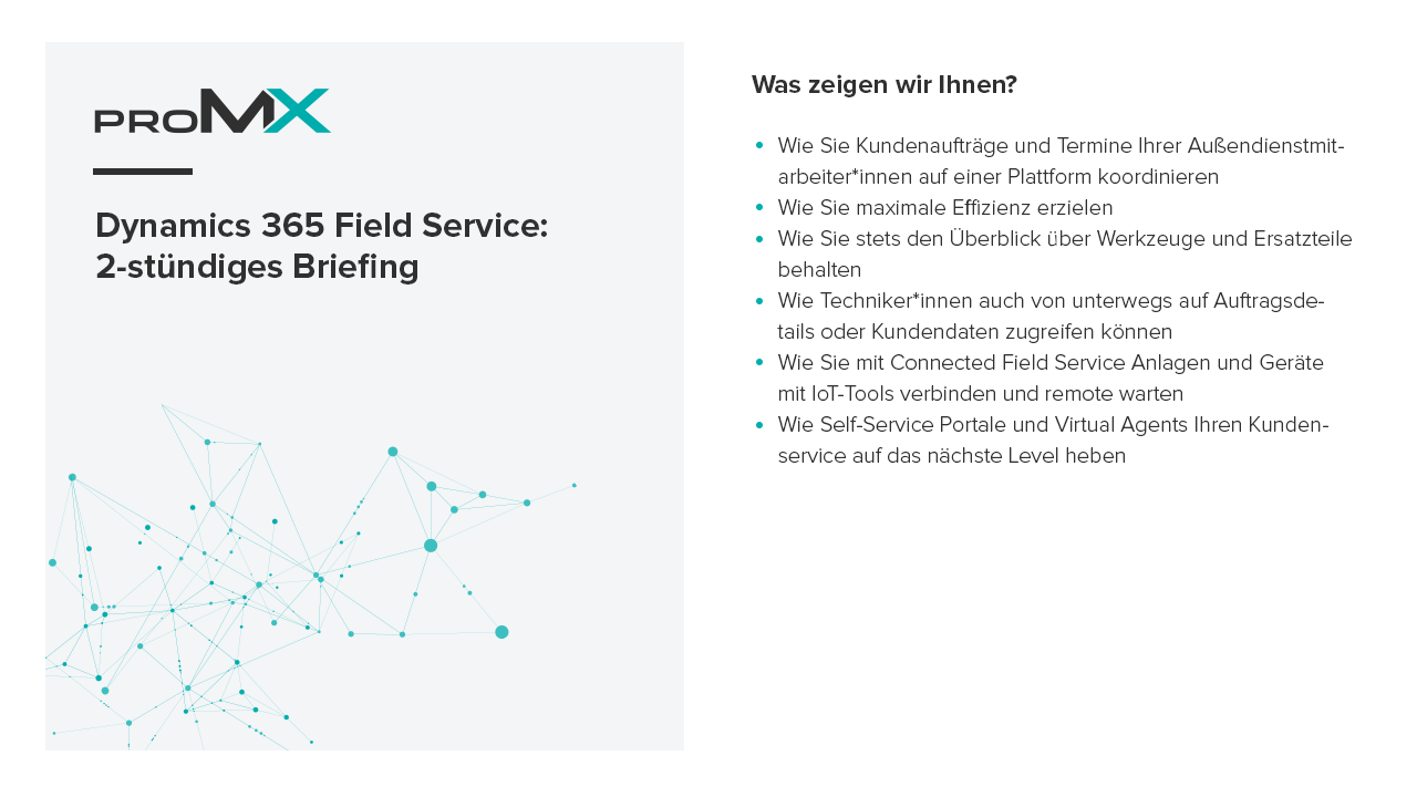 Snapshot 2 of Dynamics 365 Field Service: 2-stündiges Briefing