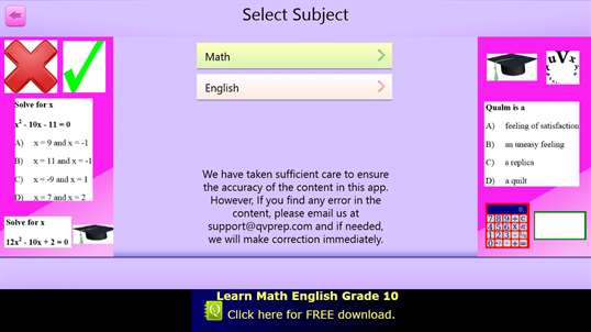 QVprep Lite Math English Grade 9 screenshot 2