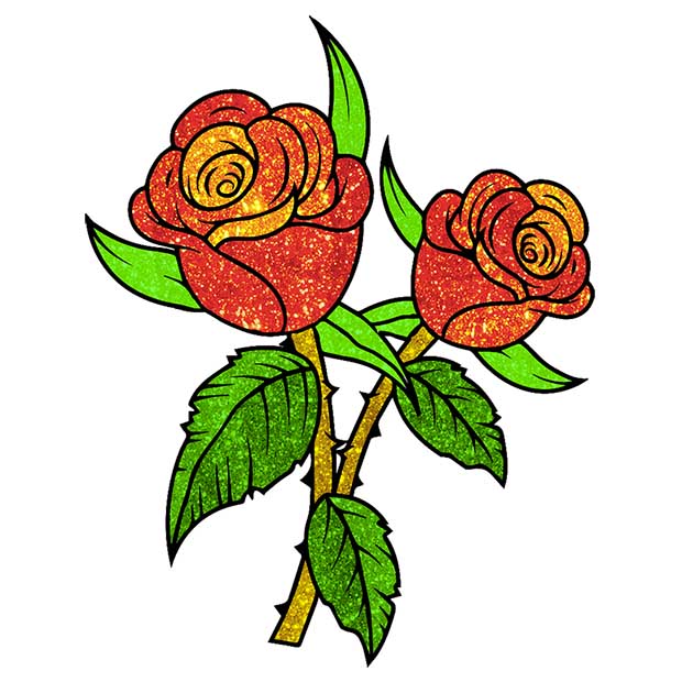 Flowers Glitter Color by Number - Nature Coloring Book