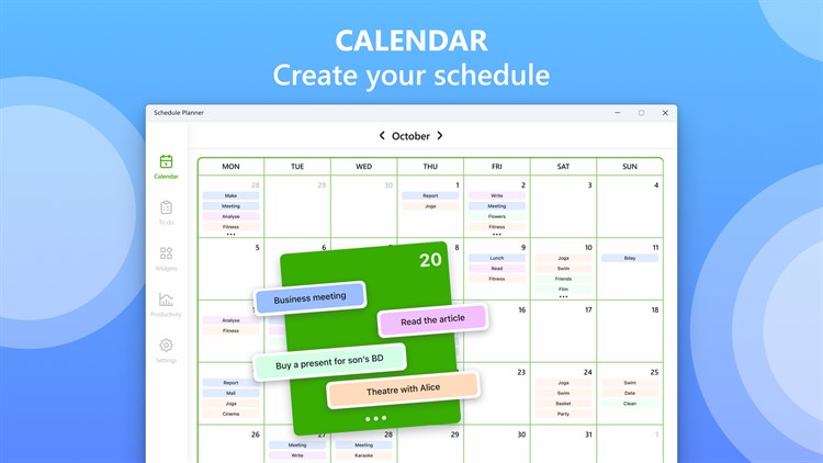 Productivity Planner - Desktop Calendar Widget - PC - (Windows)