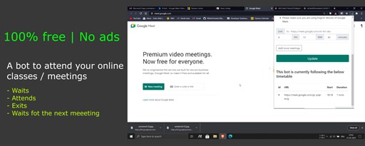 N-bot - Google Meet Online class Attender marquee promo image