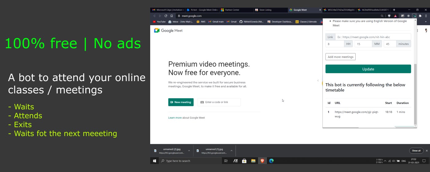 N-bot - Google Meet Online class Attender