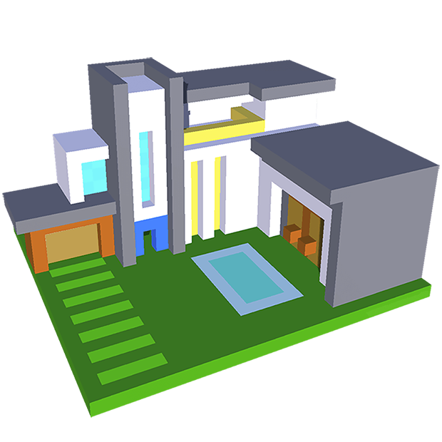 Modern House 3D Color by Number - Voxel Coloring