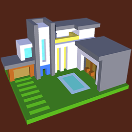 Modern House 3D Color by Number - Voxel Coloring