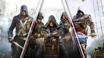 Pakke med tre Assassin's Creed-spill: Black Flag, Unity, Syndicate